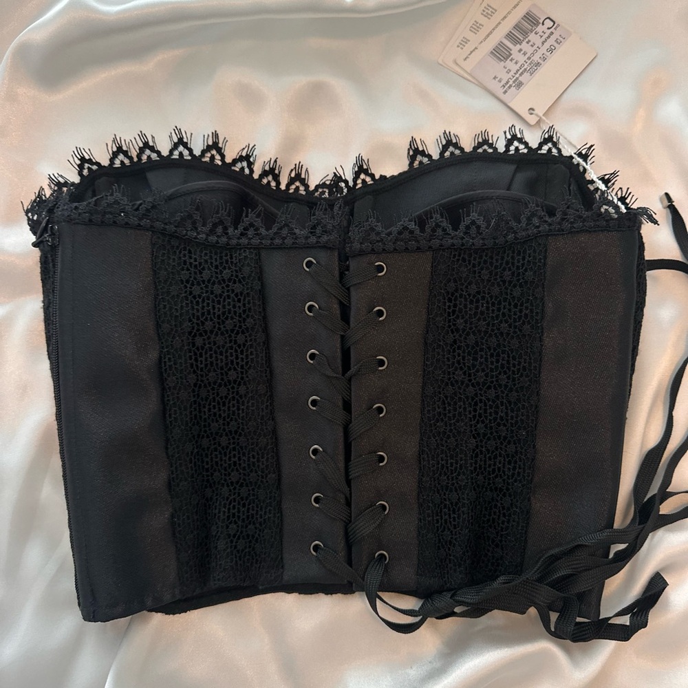 New La Perla Silk Black Lace Bustier Top - Picture 12 of 15